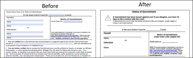 A camp form before and after completion with citations