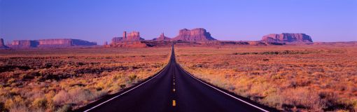 A long straight road through a desert