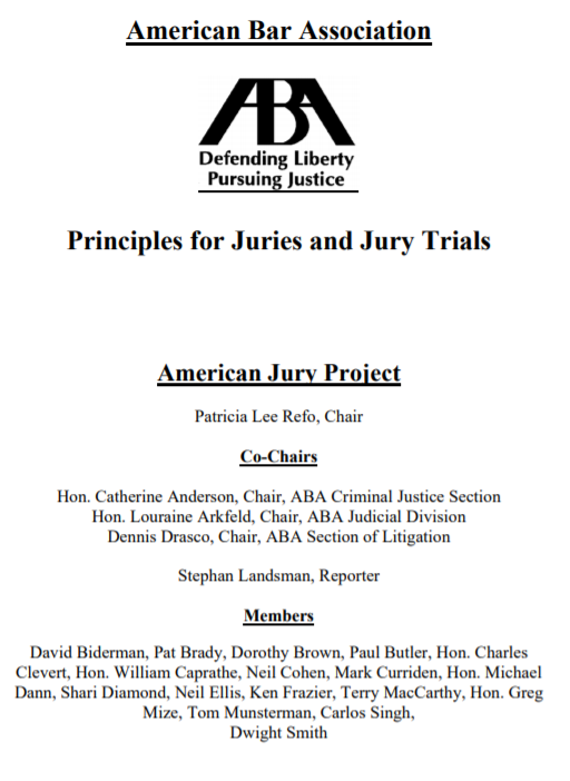 Principles for Juries and Jury Trials